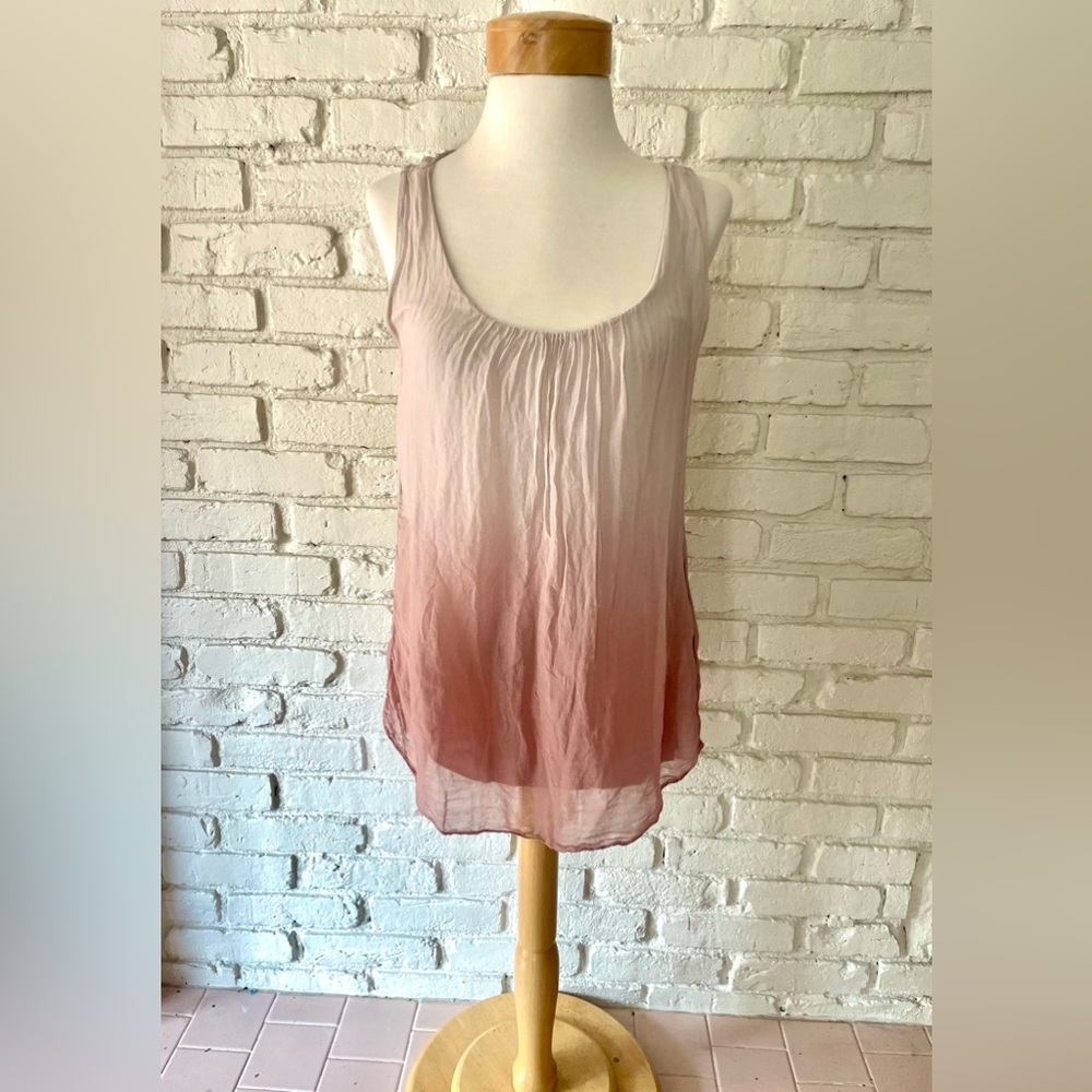 Prontomoda Giusy 100% Silk Pink Ombré Top